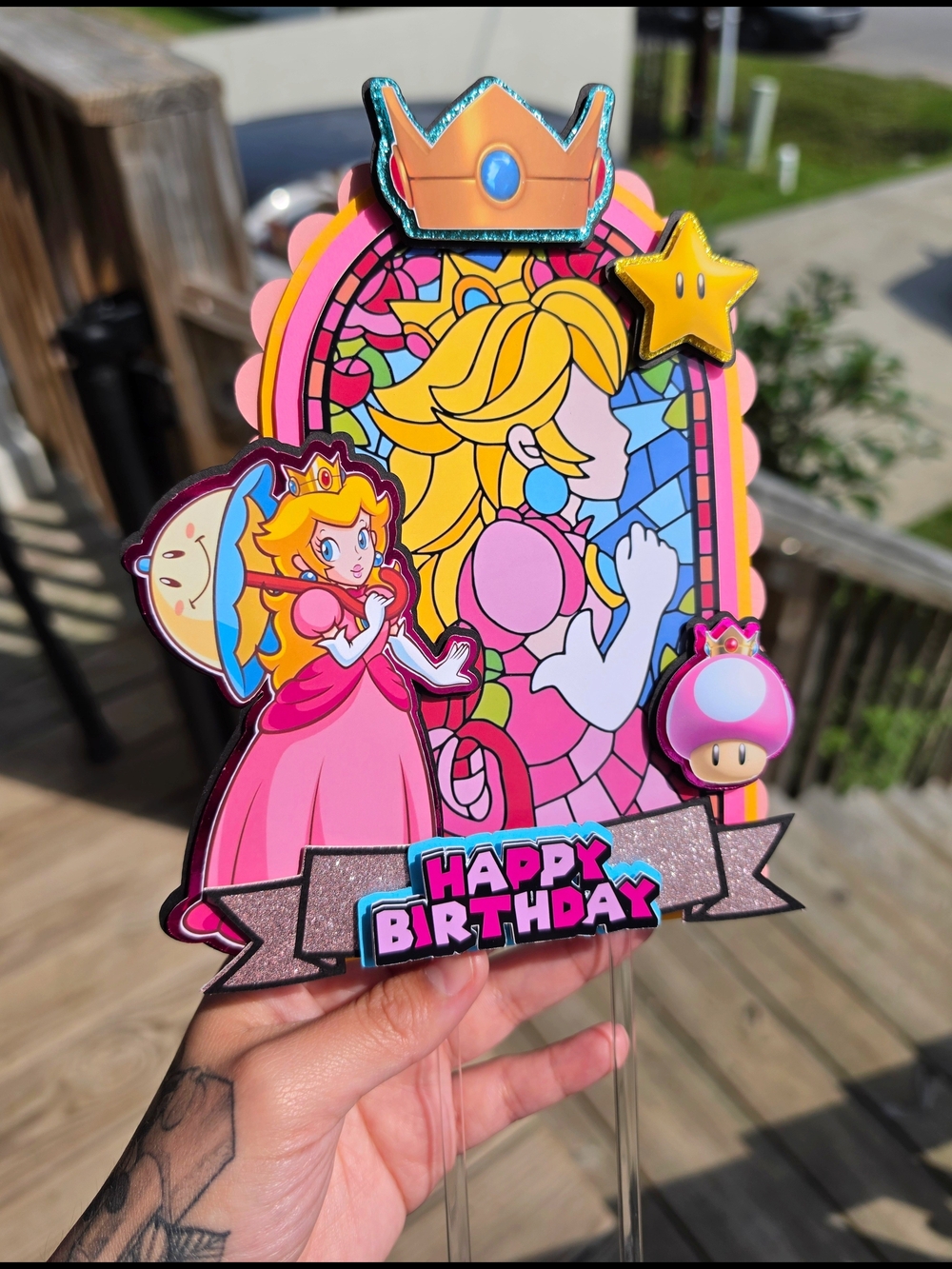 Princess Peach Happy Birthday Cake Topper